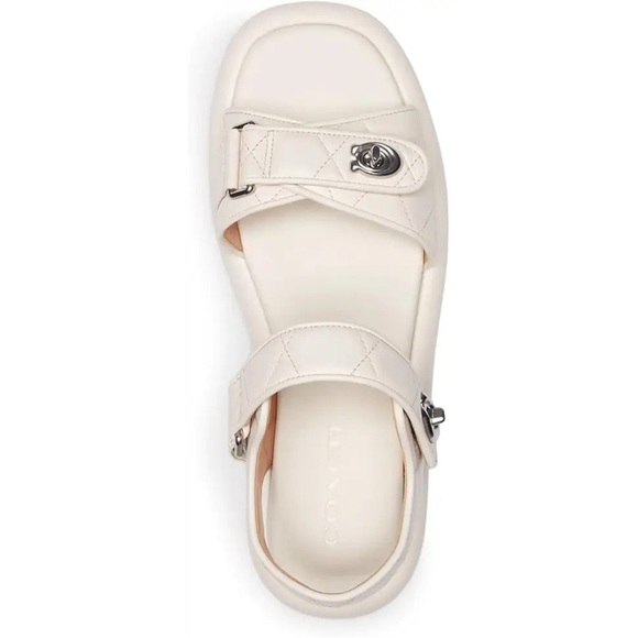 COACH Peyton Leather Platform Sandals Size 8.5 
In Chalk New In Box - Picture 9 of 11